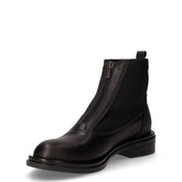 Stivaletto in pelle e tessuto con zip frontale nero | Boscaini Scarpe