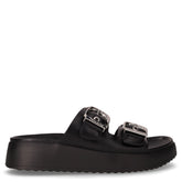 Ciabatta in ecopelle con zeppa nero | Boscaini Scarpe