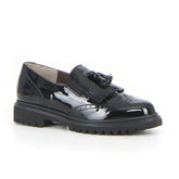 Mocassino con frangia e nappine nero vernice - Mocassini Donna | Boscaini Scarpe