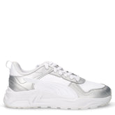 Trinity 2 lt metallic glam sneaker in ecopelle bianco e argento | Boscaini Scarpe