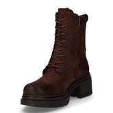 Stivaletto stringato in ecopelle con tacco marrone | Boscaini Scarpe