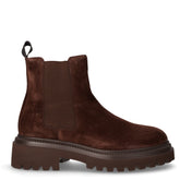 Stivaletto in pelle scamosciata e tessuto cacao | Boscaini Scarpe