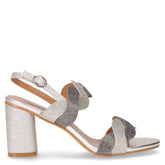 Sandalo in ecopelle con strass e tacco argento - Sandali Con Tacco Donna | Boscaini Scarpe