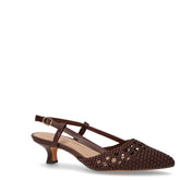 Slingback in ecopelle con tacco cioccolato | Boscaini Scarpe