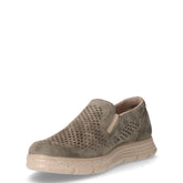 Slip-on in pelle scamosciata traforata militare | Boscaini Scarpe