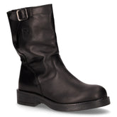 Stivaletto biker in pelle con fibbia nero | Boscaini Scarpe