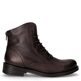 Stivaletto stringato in pelle con zip testa di moro | Boscaini Scarpe