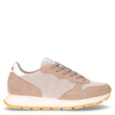 Ally Glitter sneaker in pelle e tessuto pietra marrone | Boscaini Scarpe