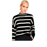 IBI HIGHNECK PULLOVER black white - Maglieria Donna | Boscaini Scarpe