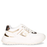 Sneaker in ecopelle e tessuto bianco oro marrone - Sneakers Donna | Boscaini Scarpe