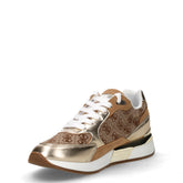 Sneaker in tessuto logato ed ecopelle beige platino | Boscaini Scarpe