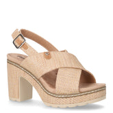 Sandalo in rafia con tacco taupe - REFRESH DONNA | Boscaini Scarpe