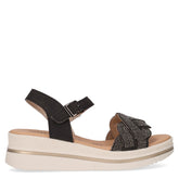 Sandalo in ecopelle con zeppa nero - Sandali Con Tacco Donna | Boscaini Scarpe