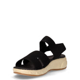 Sandalo in tessuto con strappo nero | Boscaini Scarpe