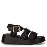 Sandalo in pelle con zeppa nero - Sandali Con Tacco Donna | Boscaini Scarpe