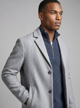 Cappotto classico in tessuto grigio chiaro | Boscaini Scarpe