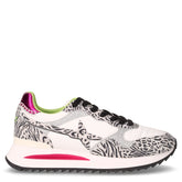 Sneaker in pelle e tessuto bianco nero fucsia - W6YZ | Boscaini Scarpe