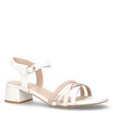 Sandalo in ecopelle con tacco bianco rosa - Sandali Con Tacco Donna | Boscaini Scarpe