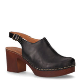 Zoccolo slingback in pelle con tacco nero | Boscaini Scarpe