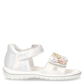 Sandalo in ecopelle bambina bianco argento | Boscaini Scarpe