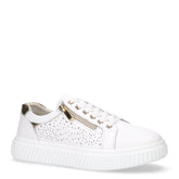 Sneaker in ecopelle con zip bianco oro | Boscaini Scarpe