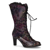 Stivale stringato in pelle con tacco viola - Stivali Donna | Boscaini Scarpe