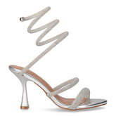 Sandalo gioiello con tacco in ecopelle argento - Sandali Con Tacco Donna | Boscaini Scarpe