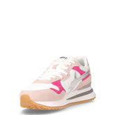 Tally sneaker in pelle e tessuto cipria bianco fuxia | Boscaini Scarpe