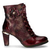 Stivaletto stringato in pelle con tacco vino | Boscaini Scarpe