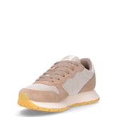 Ally Glitter sneaker in pelle e tessuto pietra marrone | Boscaini Scarpe